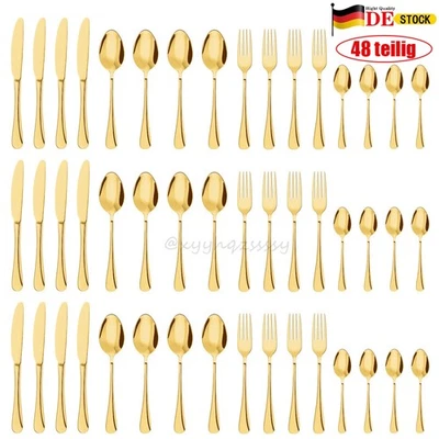 48 teilig Besteckset Edelstahl für 12 Personen Besteck Tafelbesteck Essbesteck - Bild 1 von 4