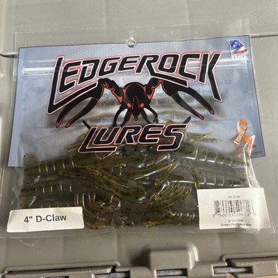 GUIDO HIBDON LEDGEROCK LURES 4'' D-CLAW. 8 Pack CRAW  GREEN PUMPKIN color