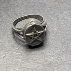 STERLING SILVER 925 Lot Ring O89 Sz7 Vintage Pentagram Star Snuff Box Pagan Love