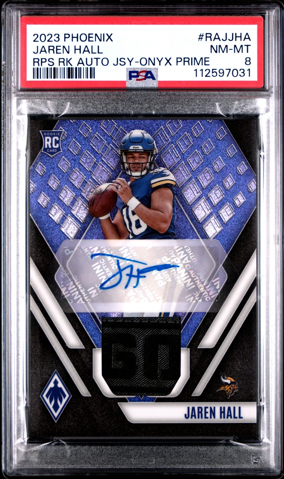 Jaren Hall Panini Phoenix Rps Rookie Auto Jersey #RAJJHA Onyx Prime
