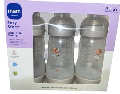 MAM Easy Start Anti Colic 3 Bottle Set 9oz Bottles. 2+ months. New