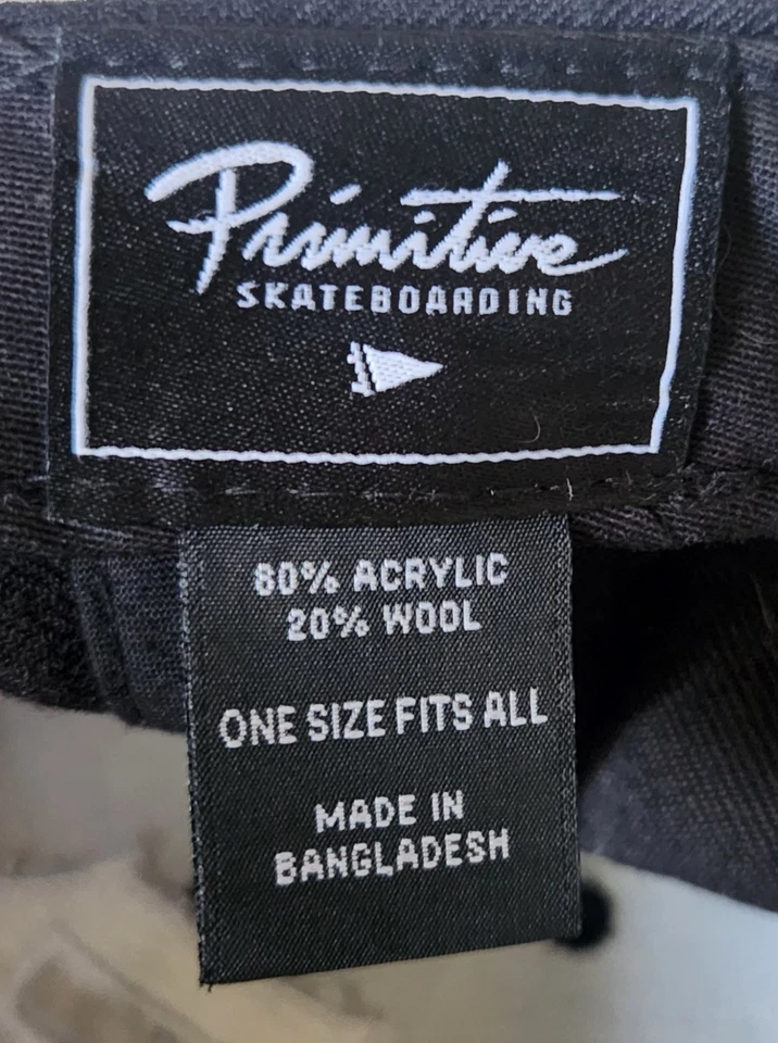 Primitivo Bordado Rosebud "P" Logo Gorra Sombrero de Skate Negro Muy Bueno Foto 2 de 4