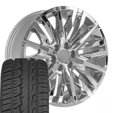 Oe Wheels Cv33 22x9 Chrome Rims 28545r22 As Tires Set 6x139.7 28et