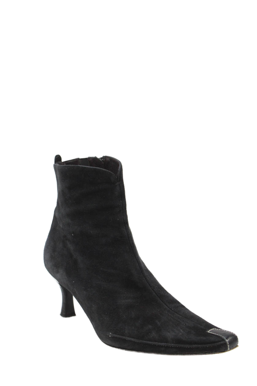 Donald J Pliner Womens Suede Pointed Toe Zip Ankle Boots Shoes Black Size 8M