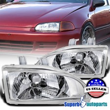 Fits 1992-1995 Honda Civic Headlights Lamps Pair Replacement 92-95