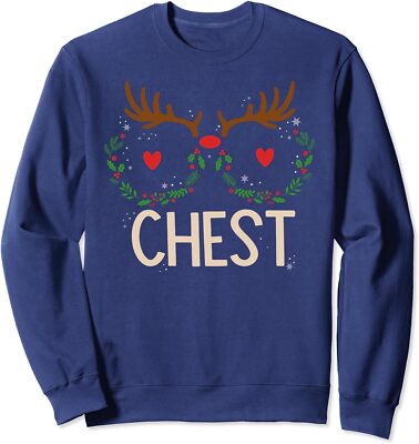 Chest Nuts Christmas Matching Couple Chestnuts Funny Unisex Crewneck Sweatshirt