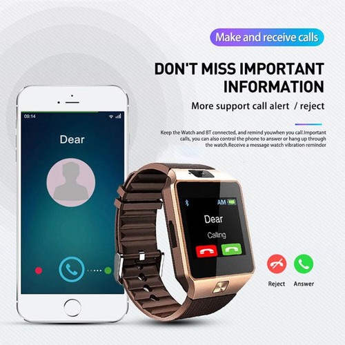 Bluetooth Smart Watch W/ Camera Waterproof Phone Mate for Android Samsung iPhone - Photo 8 sur 28