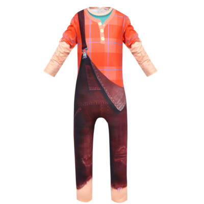 Kids Wreck-It Ralph 2 Cosplay Ralph Boys Long Sleeves Jumpsuit Outfit Gift