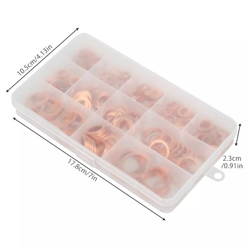 300x Car Drain Bolt Crush Washers Copper Oil Plug Gasket Seal Rings Assorted Kit - Picture 2 of 11