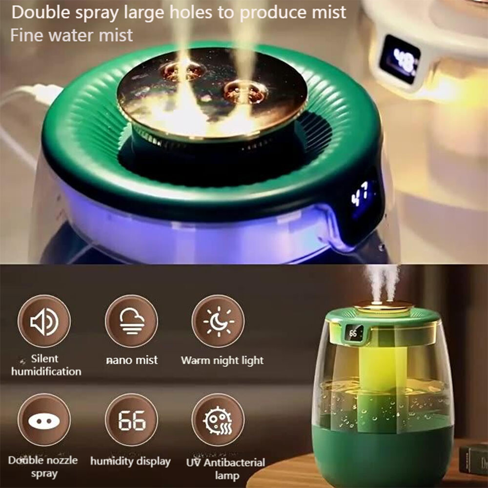 360° Ultrasonic 1.5L Humidifier - 280ml/h Heavy Fog,Digital Screen