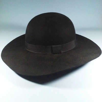 black wide brim bowler hat