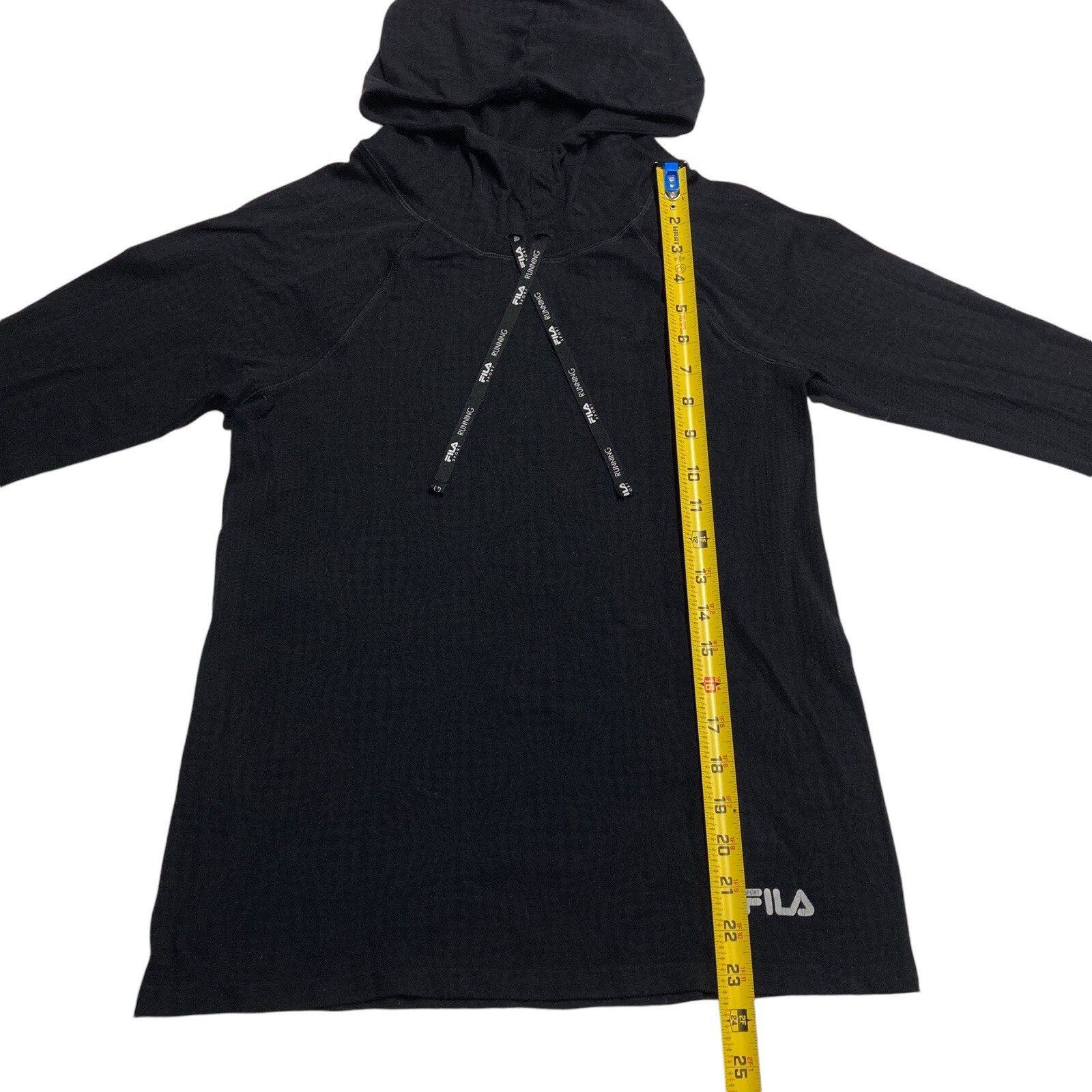 Felpa con cappuccio leggera Fila Sport Running nera manica lunga donna taglia XL