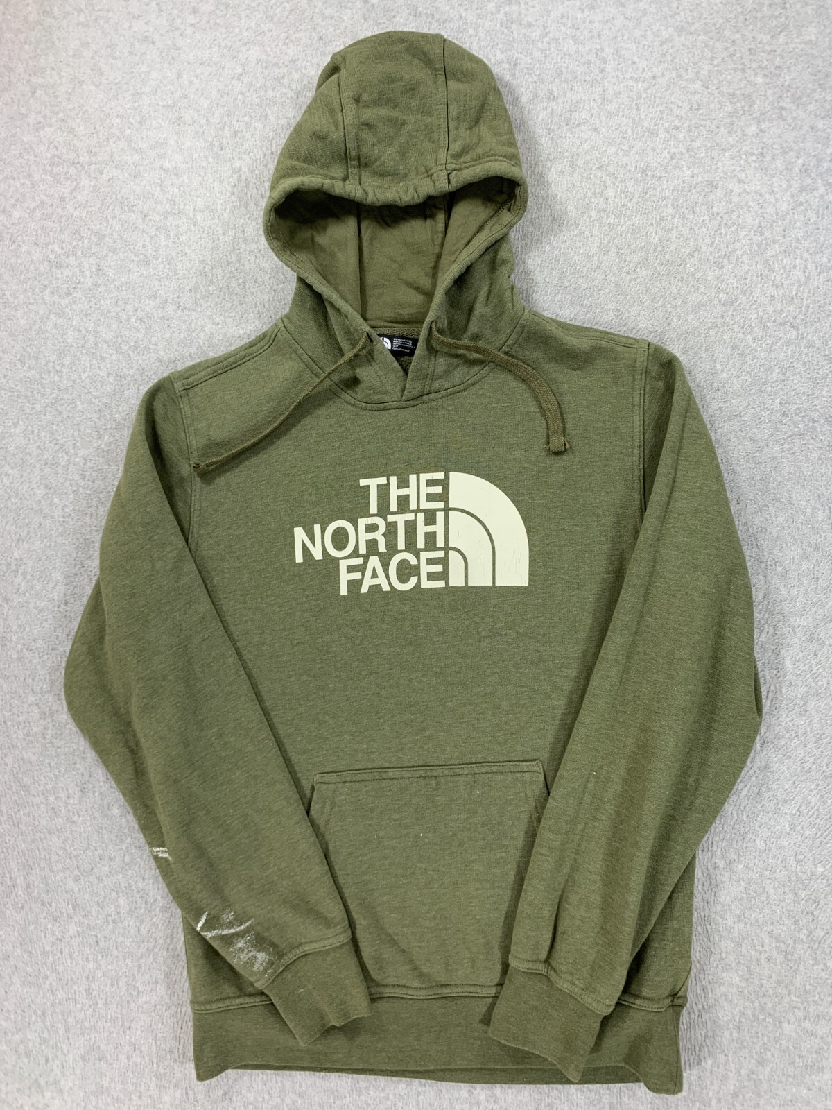 Men's Small Green North Face Half Dome Cotton Blend Hoodie Sweatshirt