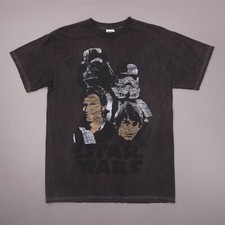 Vintage Y2K Star Wars Darth Vader Luke Han Solo Mens Medium Brown T Shirt Cotton