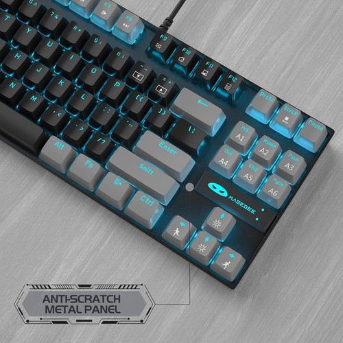 MageGee 75% Mechanical Gaming Keyboard, Red Switch, LED Blue Backlit, 87 Keys Co - Photo 8/10