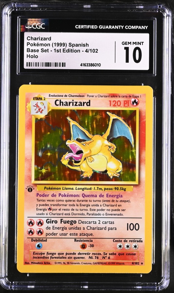 Pokemon Charizard Base Set 1st Edition SPANISH 4/102 CGC 10 GEM
