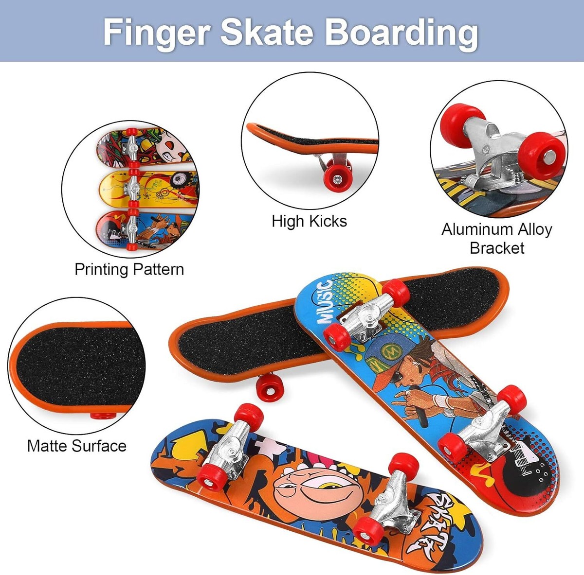 5 Mini Finger Skateboards Aus Ahornholz – Mit Schraubendreher (ca. 9,9 Cm)