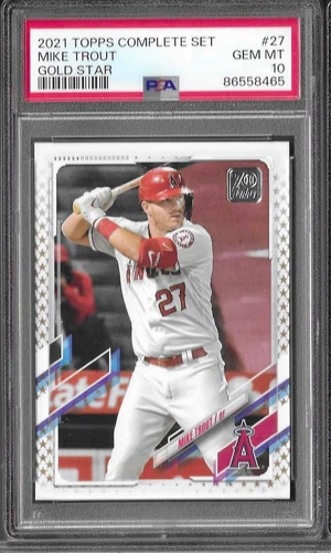 PSA 10 2021 Topps Complete Set GOLD Star MIKE TROUT Graded GEM MINT #27 *Pop 10*