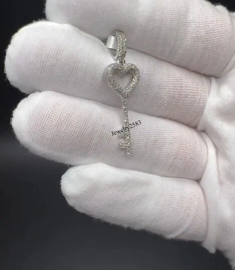 Colgante con llave de diamante natural I3 de plata 925 real estilo único regalo para mujer Foto 3 de 4