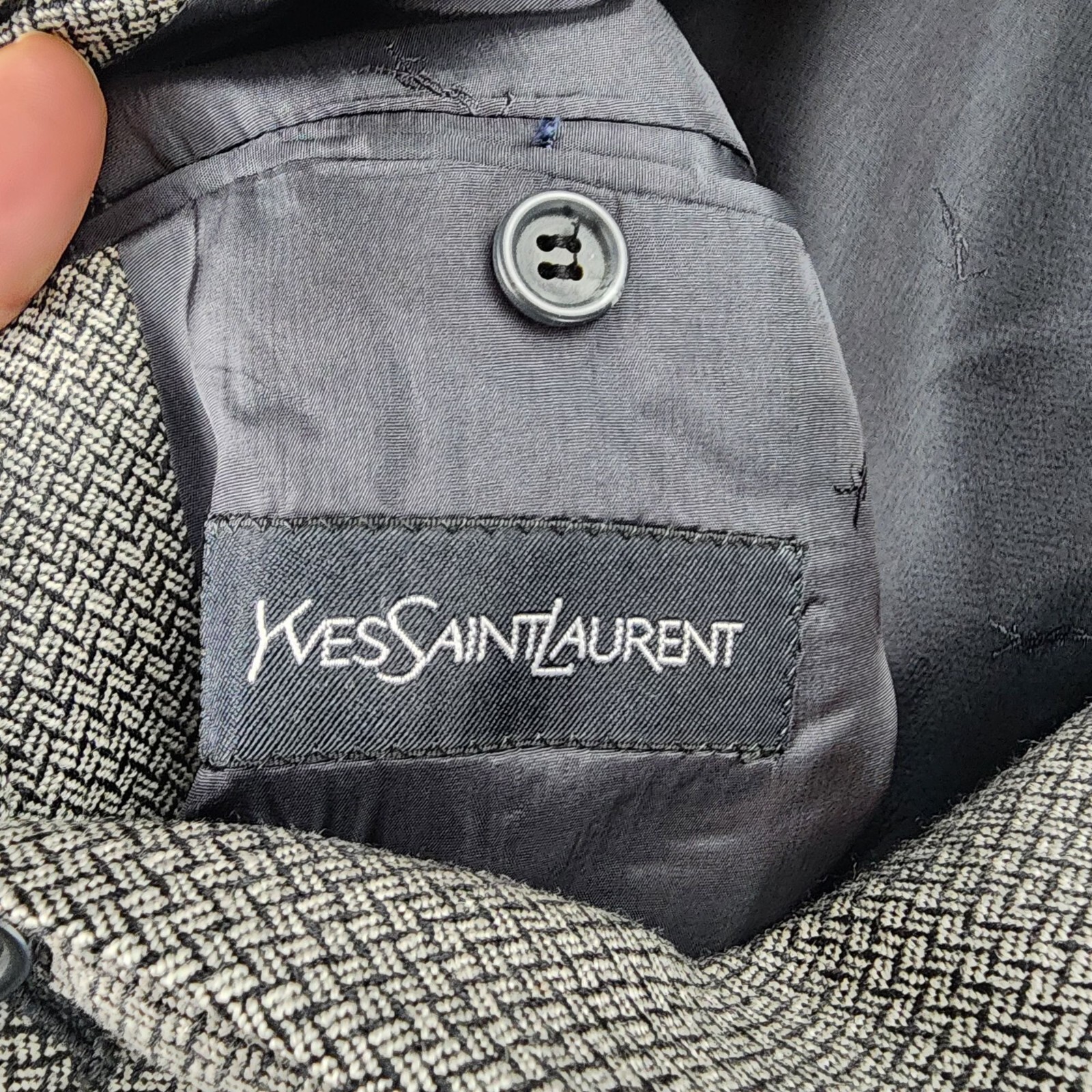 Giacca Yves Saint Laurent uomo 46R grigio lana peggiorata blazer 3 bottoni *Leggi*