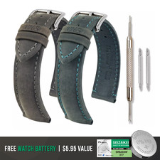 HIRSCH Heritage Artisan Calf Leather Watch Strap - Natural Grain  Bonus Battery