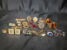 Vintage Lot Of 25 Men Cufflink Tie Pin Kum Apart Nickel Buffalo Style Formal #2