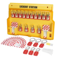 60 PCS Electrical Lockout Tagout Kit Safety Padlocks Hasps Tags Ties Board