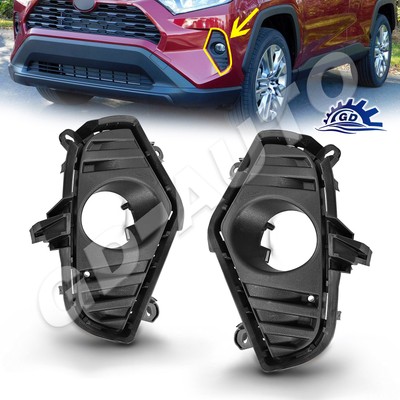For 2019-2023 Toyota RAV4 Black Front Fog Light Eyelid Lamp Cover Bezel Trim 2pc
