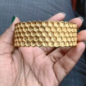 Authentic Michael Rubel Gold Plated Bee Hive Cuff Bracelet
