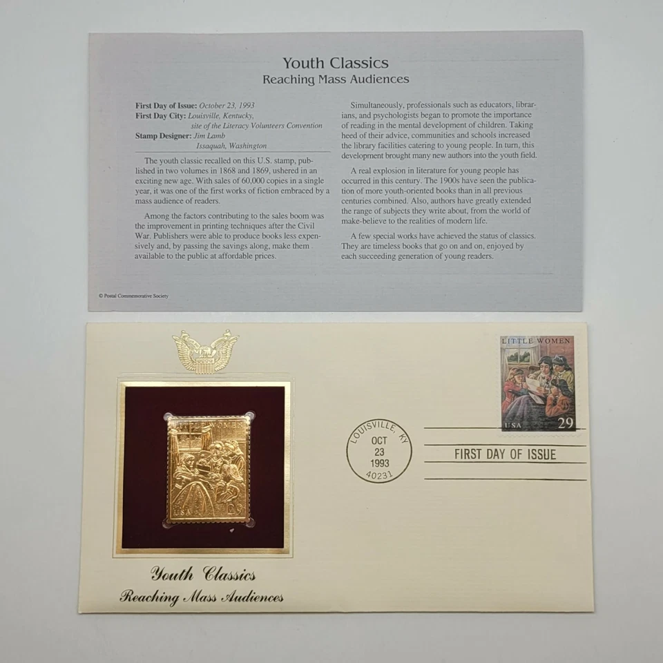 4 Youth Classics 22kt Gold Stamps First Day of Issue 29 Cent Oct 23, 1993. STP75 - Image 2 of 4