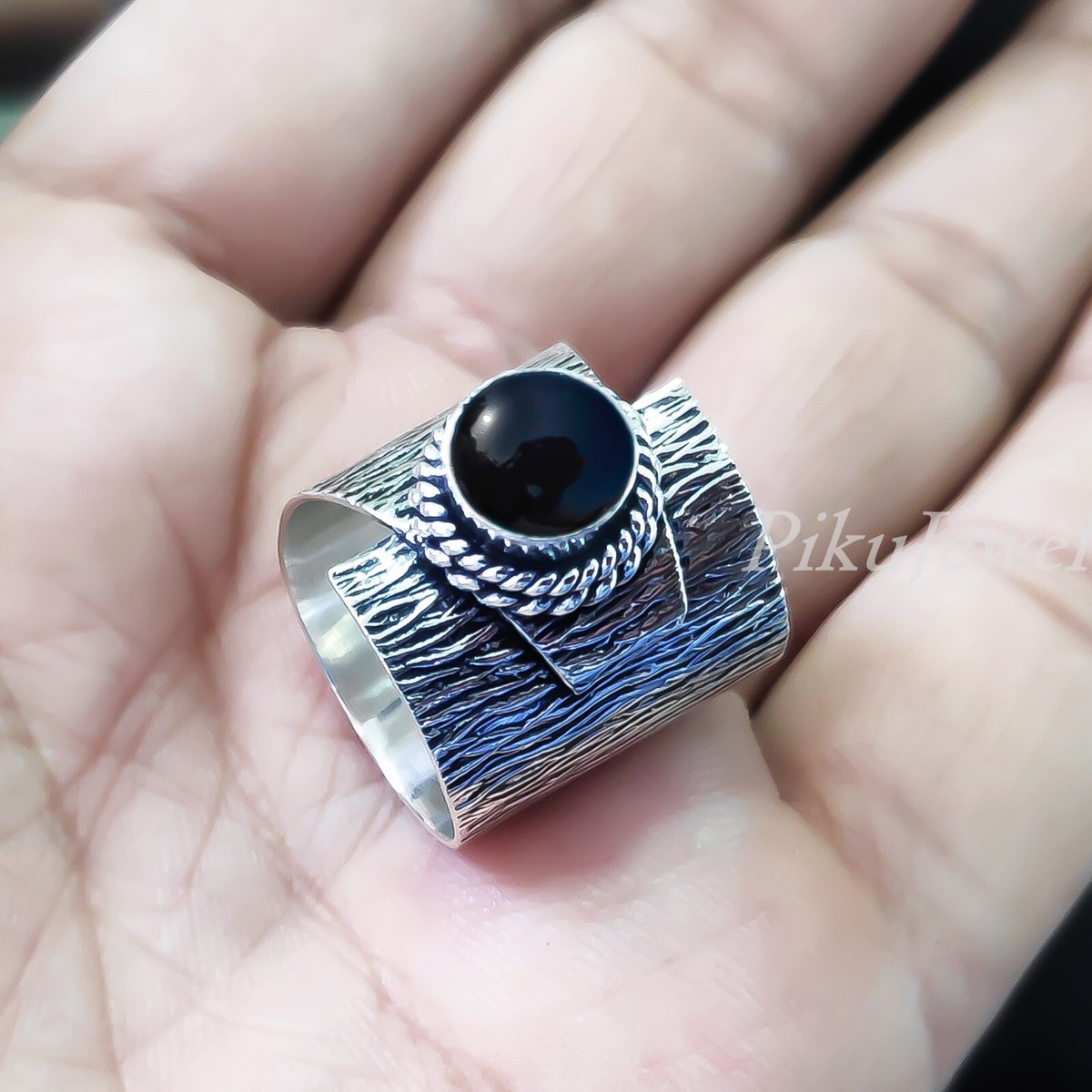 Black Onyx Round Gemstone Unisex Jewelry 925 Sterling Silver 
