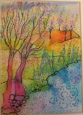 ORIGINAL HAND PAINTING ON SILK 14  X 11 INCH DIRECT FROM ARTIST RIVKA FILIIN  