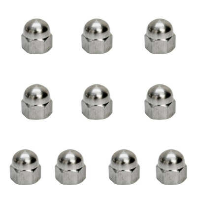 10 PC LEFT Hand Thread 1/4''  Stainless Steel 316 Cap Acorn Hex Nut UNC Marine