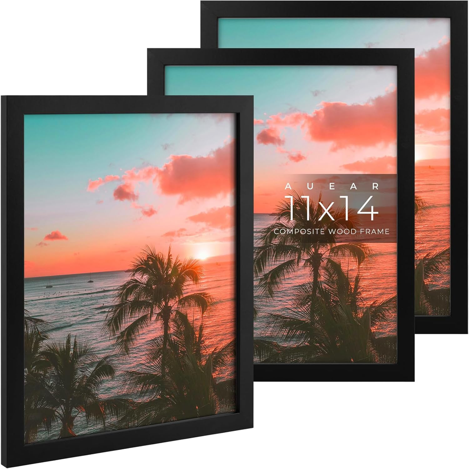 , 16X20 Picture Frames Set of 3, with Mat for 11X14 or 16X20 without