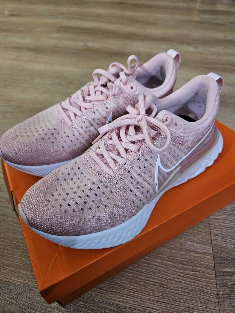 Nike React Infinity Run Flyknit 2 Womens Running Shoes Size 9 Pink Glaze White