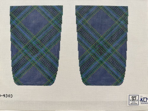 KCN Designers Blue Green Plaid Mens Loafers (KCD9303) Needlepoint Canvas