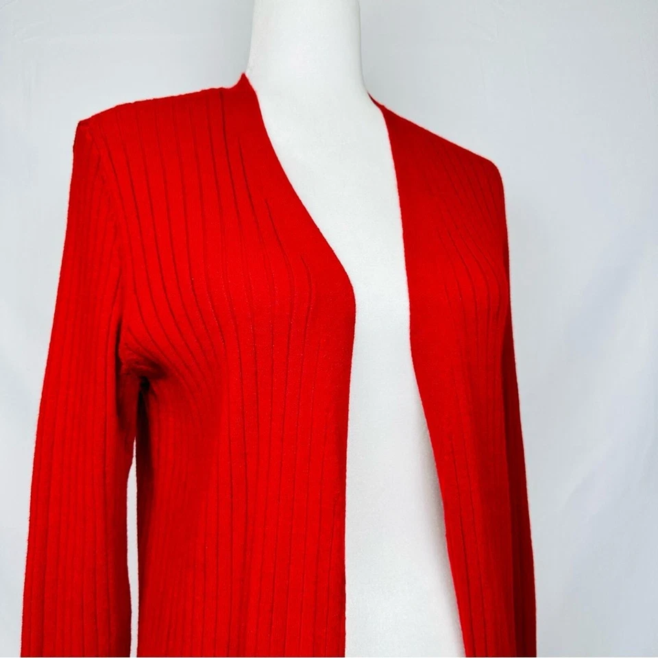 Maison Jules Women's Ribbed Open Cardigan Sweater Red Size: Large - Image 2 of 4