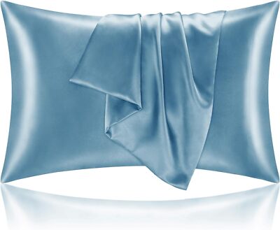Satin Pillowcase with Zipper 2 Pack Standard Size 20x26 Coral Silk Like Cooling