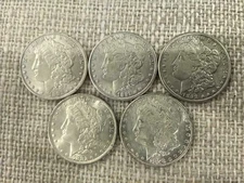 Lot of 5 1878-1893 CC Morgan Dollars US Mint Coin - 26.73g Silver Mixed Dates
