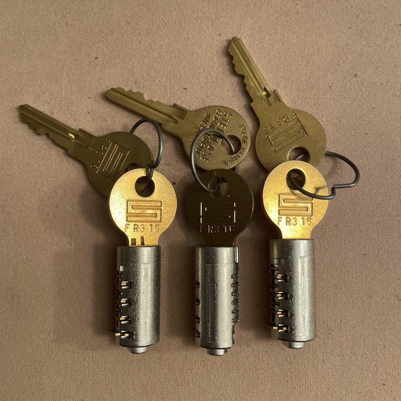 Lot 3 Steelcase FR Lock Cylinder Plugs Keys FR316