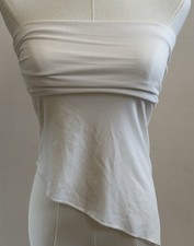 Urban Outfitters White Strapless Tube Top Asymmetrical Hem Ruched Bandeau S