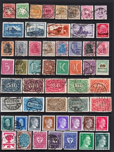 German Stamps Interesting Selection Early from Old Album Includes Hitler Heads