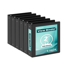 3 Ring Binder 2 Inch 6 Pack,2" Clear View with Round Rings, PVC-Free,Holds fo...