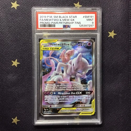 2019 Mewtwo Mew GX TAG TEAM SM191 Sun Moon Black Star Promo PSA 9