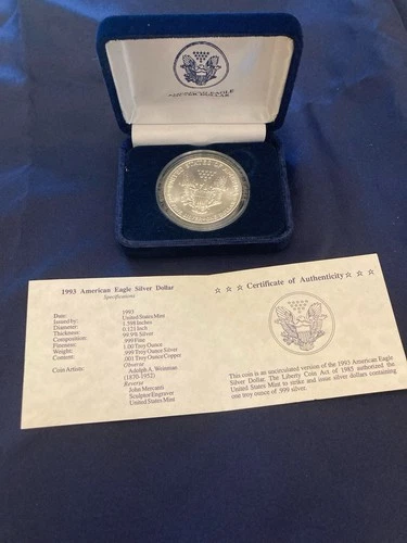 1993 American Eagle Silver Dollar 1oz Mint Condition Certified Uncirculated
