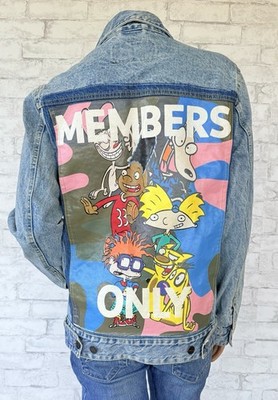 Members Only Nickelodeon Jacket Women Sz S Blue Denim Rugrats Hey Arnold Nick