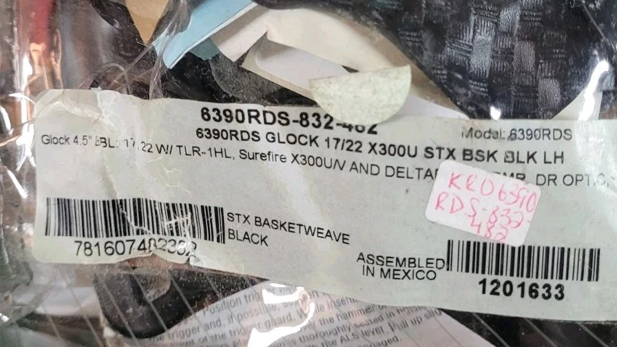 Safariland Glock 17,22,19,23,47,49,44,19x  LH Black Basket Weave For With Light  - Image 2 of 4