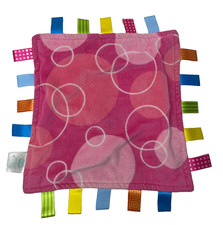 Taggies Pink Circle Baby Security Blanket Lovey 11x11 Small Ribbons Tabs