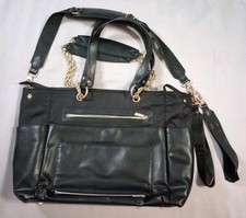 Beis The Diaper Bag Black Leather Changing Pad Interchangeable Chain Strap