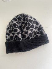 Authentic COACH Hat Beanie All Over C Logo Cashmere Wool Fur Blend Soft One Size